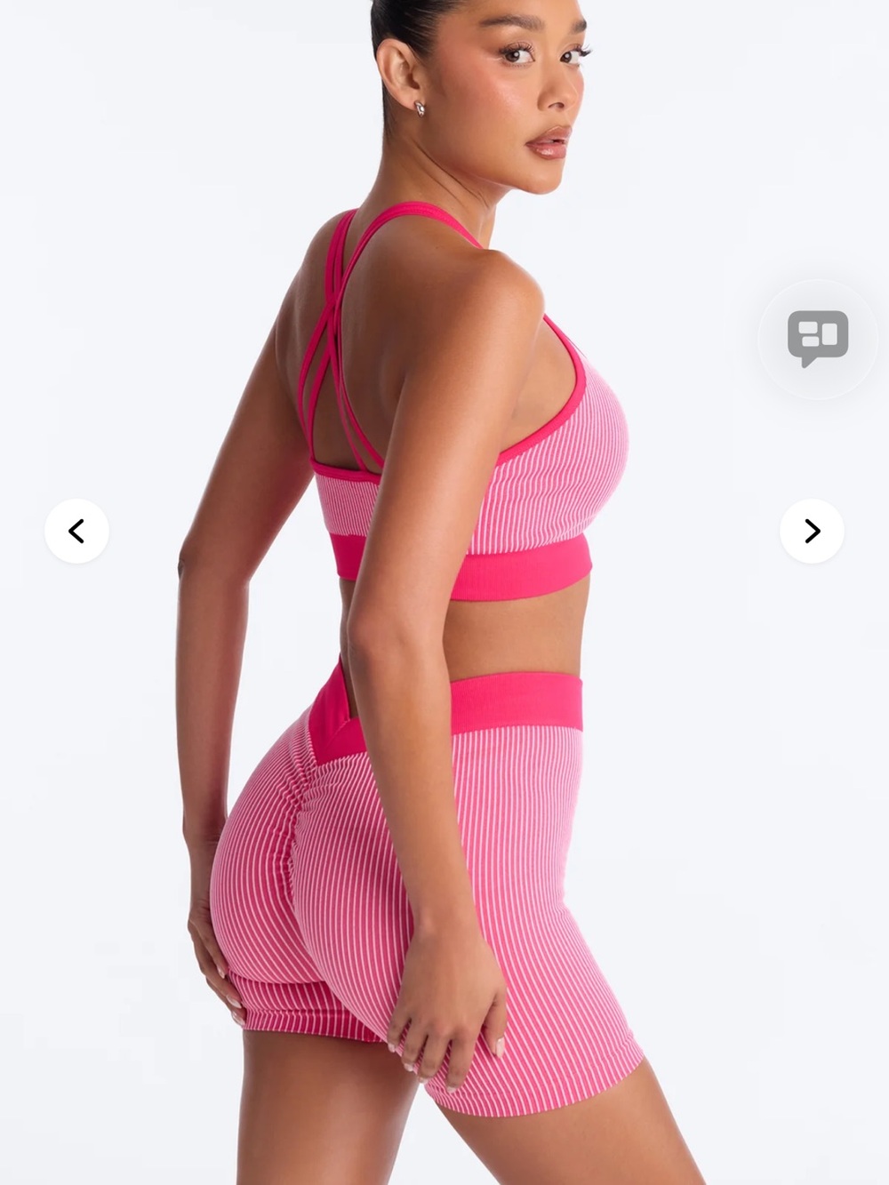 Fashion Nova Hot Pink Ribbed Gigi Seamless Sculpting Ruched V Back Short Set